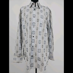 Jhane Barnes Men's Modern‎ Stripe Shirt Silk Blend Medium Western